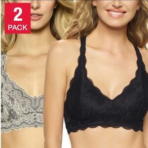 BLACK BOW 2 pack lace bralette light support size M NWT